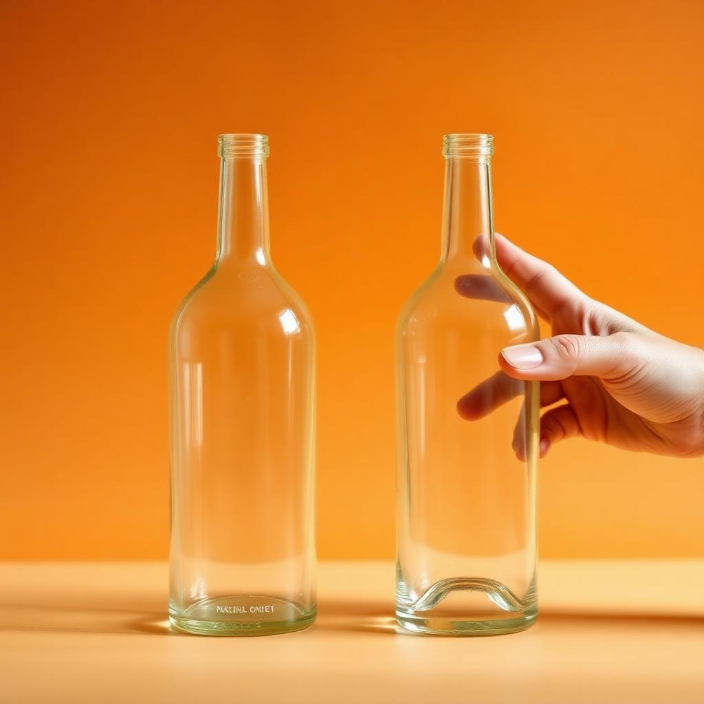 Two glass bottles being compared side by side