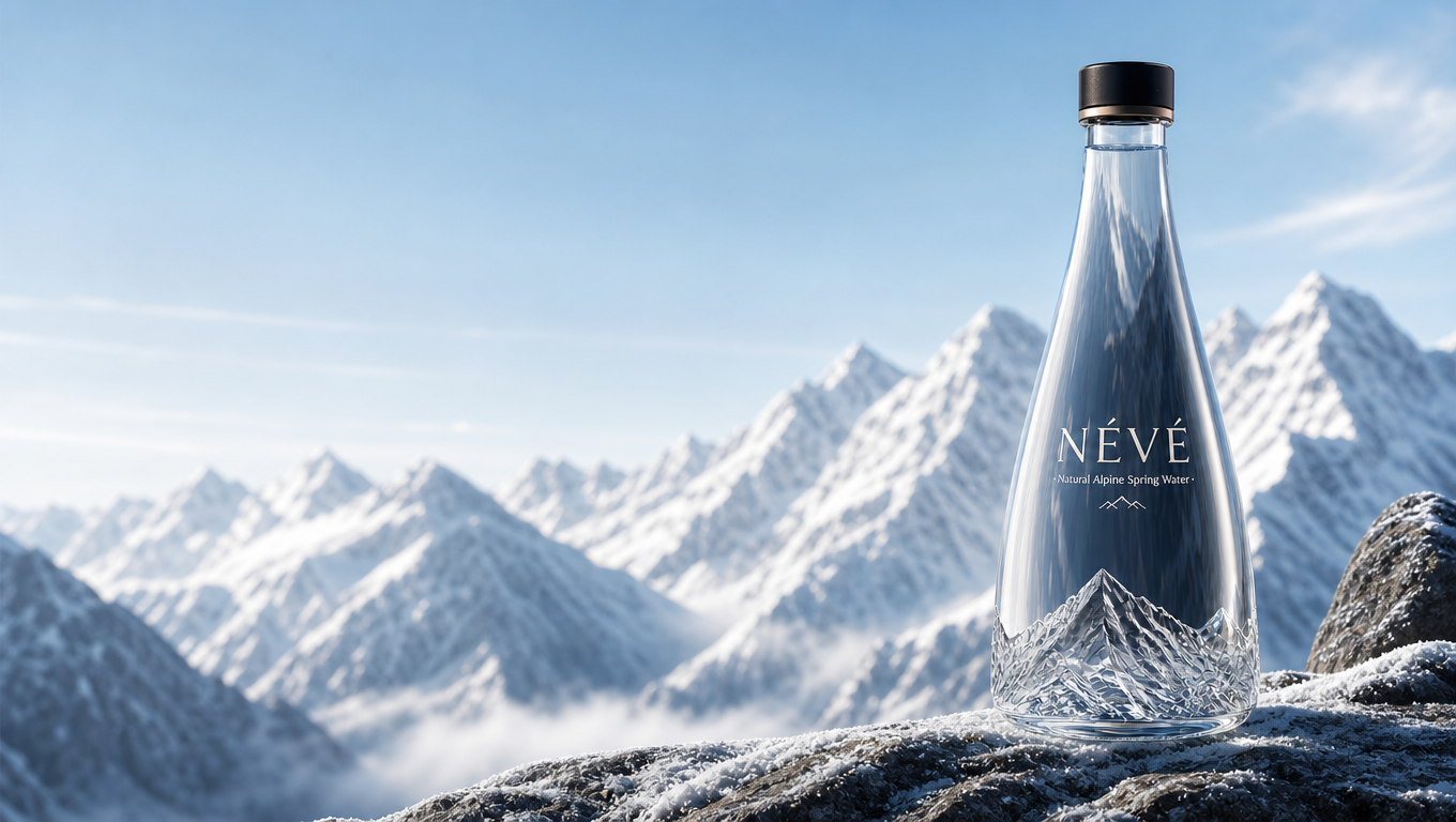 Premium mineral water glass bottle concept