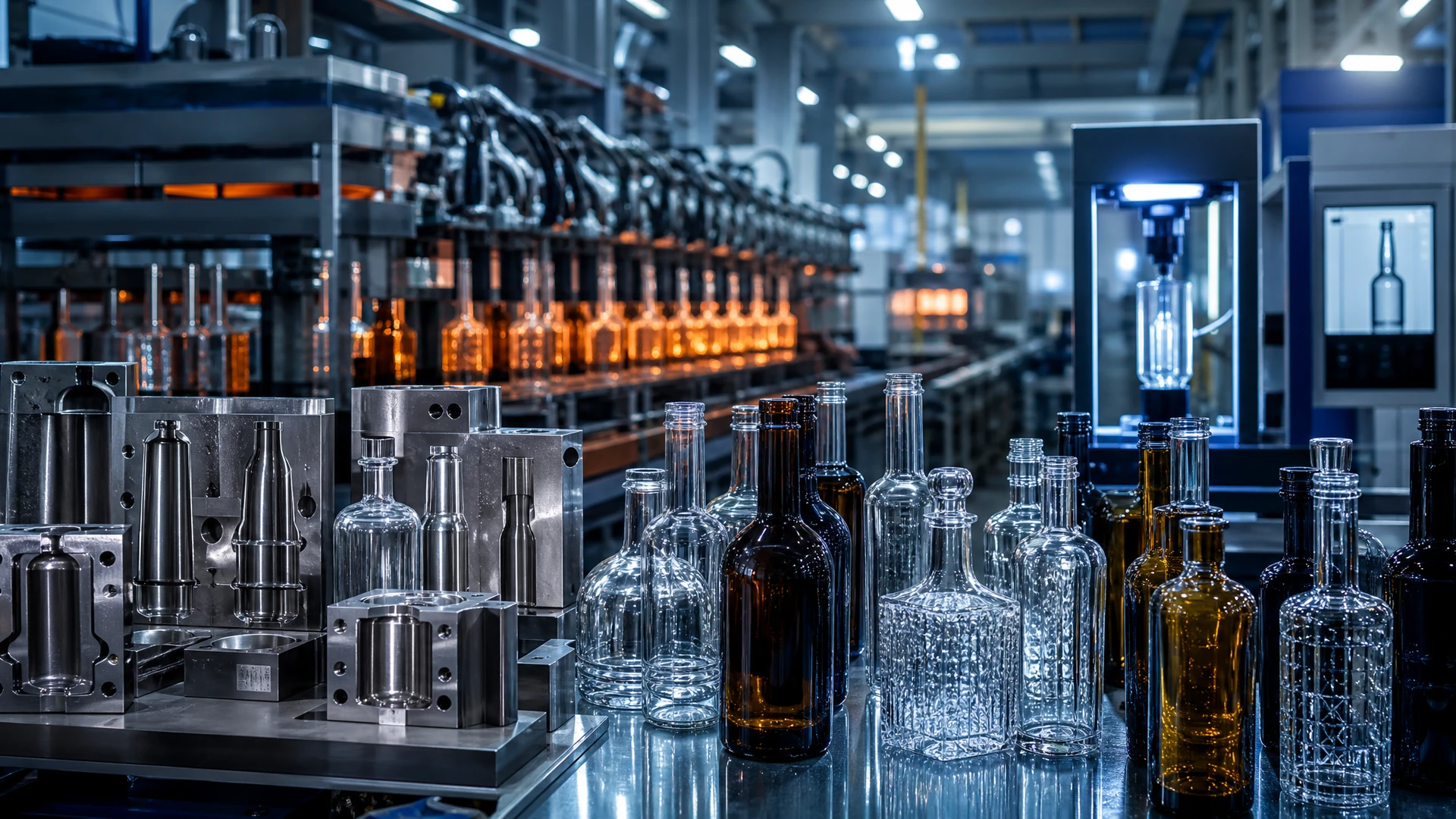 Glass packaging on manufacturing line